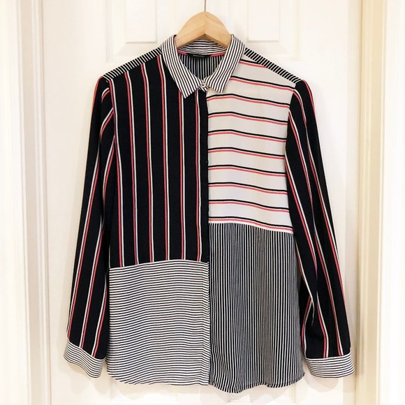 RW&CO Multi Striped Women's Button Up Shirt - Picture 1 of 7